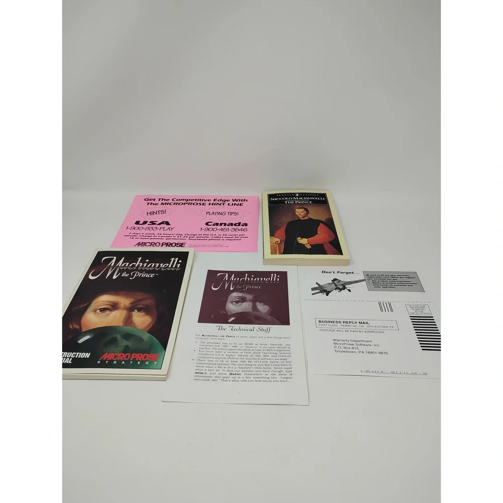 Vintage 1995 Machiavelli the Prince MicroProse PC CD-ROM Strategy Game Big Box